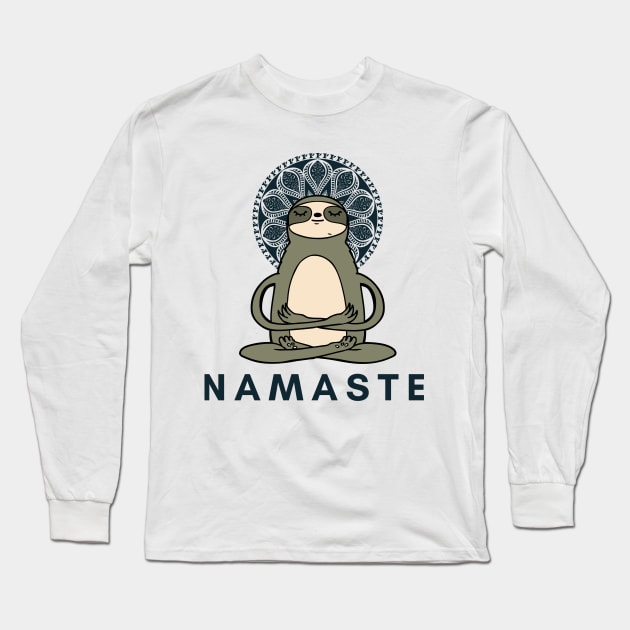 namaste yoga sloth Long Sleeve T-Shirt by Theblackberry